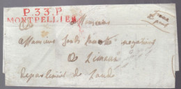 Une Lettre France Préphilatélie    Marque Postale Rouge P.33.P Montpellier ( Enveloppe  S.C ) - Non Classés