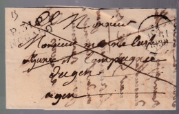 Une Lettre France Préphilatélie    Marque Postale   P.31.P Nogaro  1830    Destination  Agen - Non Classés