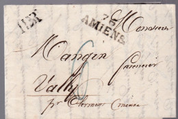 Une Lettre France Préphilatélie    Marque Postale  76 Amiens  1826   Destination  Vally - Non Classés