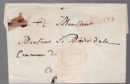 Une Lettre France Préphilatélie    Marque Postale Rouge     56 La Charité  1818 Sur Enveloppe ( S.C  ) - Non Classés