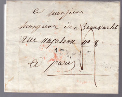 Une Lettre France Préphilatélie    Marque Postale    Destination Paris 1812 - Non Classés