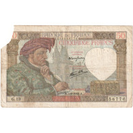 France, 50 Francs, Jacques Coeur, 1940, G.1356776, B+, Fayette:19.02, KM:93 - 50 F 1940-1942 ''Jacques Coeur''