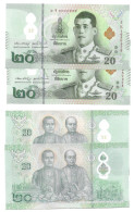 Thaïlande Thailand 20 Baht 2022 - UNC / NEUF  - 2 Consecutive - Tailandia