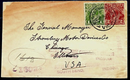 AUSTRALIA 1935, COVER USED TO USA, 2 KING GEORGE STAMP,   ELSTERNWICK POST CANCEL, CHICAGO CITY WAVY CANCEL. - Storia Postale