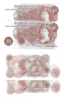 Royaume-Uni UK 10 Shillings 1966 - 1970 - UNC /  NEUF - 2 Consecutive - 10 Schillings