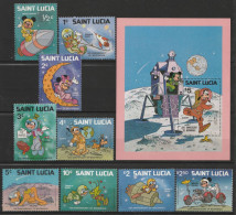 SAINTE LUCIE - N°485/93+BLOC N°20 ** (1980)  Walt Disney : L'Espace - St.Lucie (1979-...)