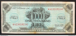 1000 AM LIRE SERIE BILINGUE A....A 1943 RARO Bel Bb Leggere Macchie LOTTO 3452 - Allied Occupation WWII
