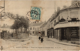 CPA St-Cheron Place De L'Eglise Et Grande Rue FRANCE (1370670) - Saint Cheron