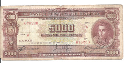 BOLIVIE 5000 BOLIVIANOS L.1945 VF P 145 - Bolivia