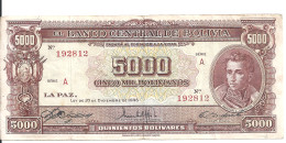BOLIVIE 5000 BOLIVIANOS L.1945 VF P 145 - Bolivia