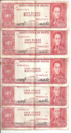 BOLIVIE 100 PESOS L.1962 VF P 163 ( 5 Billets ) - Bolivia