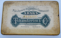 Ancienne Boite En Fer (vide) ARAKS TCHAMKERTEN Pour 25 Cigarettes Egyptiennes - Empty Tobacco Boxes