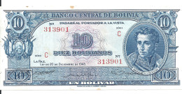 BOLIVIE 10 BOLIVIANOS L.1945(1952) AUNC P 139 C - Bolivia