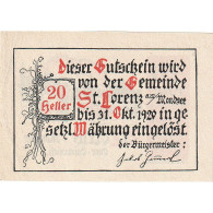Billet, Autriche, St Lorenz, 20 Heller, Paysage 1920-10-31, SPL, Mehl:FS 904a - Monetary /of Necessity