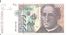 ESPAGNE 5000 PESETAS 1992 VF P 165 - [ 4] 1975-… : Juan Carlos I