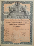 Islas Del Guadalquivir - Sevilla - 1926 - Cédula De Fundador - Deco - Spoorwegen En Trams