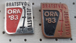 ORA Bratstvo Edinstvo 1983 Youth Labor Action, Yugoslavia Pins, Badge, Lapel - Administración