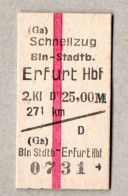 A35] BRD - Pappfahrkarte - Schnellzug Berlin Stadtb Nach Erfurt - Europe