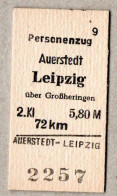 A36] BRD - Pappfahrkarte - Auerstedt Nach Leipzig - Europe