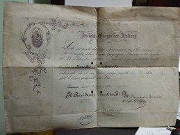 Italia DIPLOMA Società Geografica Italiana 1873. Signed Firma Negri Cristoforo - Diploma & School Reports