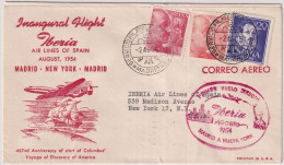 Spanien - Primer Vuelo Directo IBERIA Madrid A Nueva York Agosto 1954 - Briefe U. Dokumente