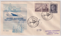 Spanien - Primer Correo Aero Sin Sobretasa MADRID - BARCELONA 10.7.1954 - Briefe U. Dokumente