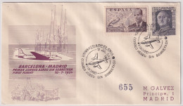 Spanien - Primer Correo Aero Sin Sobretasa BARCELONA  - MADRID 10.7.1954 - Briefe U. Dokumente