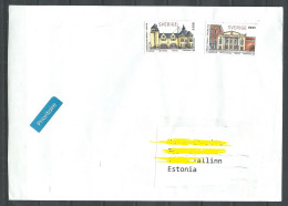 SCHWEDEN Sweden 2025 Air Mail Cover To Estonia With MINT (not Cancelled) Stamps Architecture - Covers & Documents