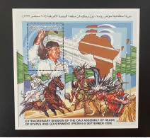 Libye Libya 1999 Mi. Bl. 153 Gadhafi Extraordinary Session Of OAU OUA September Horse Cheval Pferd RARE ! - Libya