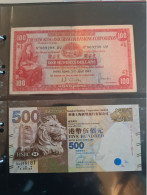 Billets Hong Kong/ Lot De 2 Billets .un De 100 Dollars En Mauvais état, Et Un De 500 Dollars En Tbe. - Hong Kong