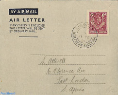 Rhodesia, North 1955 Aerogramme 6d To UK, Used Postal Stationary, Nature - Elephants - Giraffe - Rhodésie Du Nord (...-1963)