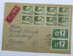 Lettre Express Suisse Affranchie Avec Timbres En Bloc – 1951, Goldau - Briefe U. Dokumente