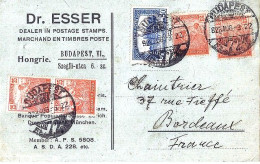 HONGRIE N° 310/327x4 S/CP DE BUDAPEST/3.8.23 POUR LA FRANCE - Briefe U. Dokumente