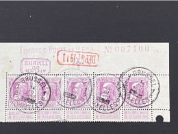 COB 80 BRUXELLES Met Geblokkeerd Uur In Strip Van 5 - 1905 Barba Grossa