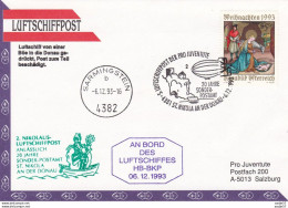 Austria 5. Luftschiffpost Der Pro Juventute HB-BKP 06-12-1993 2. Nikkolausluftschiffpost St.Nikola Zeppelin - Autres & Non Classés