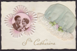 CPA Sainte Catherine Bonnet Brodée Soie écrite - St. Catherine