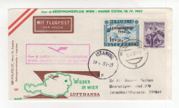 "OESTERREICH" 1957, LH-Erstflugbrief "Wien-Istanbul" (73338) - Erst- U. Sonderflugbriefe
