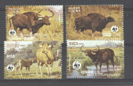 Kampuchéa  :  Yv  695-98  (o)  WWF  Animaux - Kampuchea