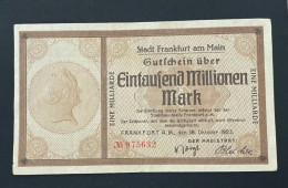 EB184C - Eintausend Millionen Mark -  Ein Milliarde - Stadt Frankfurt - 1923 - Non Classés
