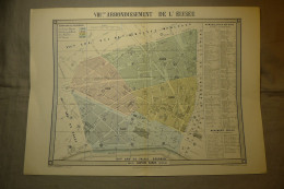 Plan De Paris, VIII Arrondissement De L'Elysée, F. Desbuissons Géographe, Gustave Barba Ed, 1860 !! - Geographical Maps