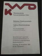 MSTISLAV ROSTROPOVICH CELLIST AND PIANIST GALINA VISHNEVSKAYA SOPRANO PROGRAM PROGRAMME - Programas
