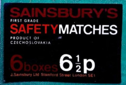 UK-GB-ENGLAND 1960, SAINSBURY'S 1ST GRADE COMPANY, SAFETY MATCHES MATCH BOX LABLE, FACE VALUE 6½ PENCE. - Covers & Documents