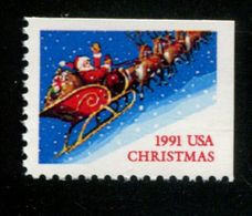 266459662 1991 (XX)  SCOTT 2585 POSTFRIS MINT NEVER HINGED - CHRISTMAS SANTA CLAUS & SLEIGH UPPERSIDE & RIGHT IMPERF. - Ongebruikt