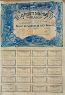 1899 –Belgian Congo: Les Produits Du Mayombe, 100 Franc Share, Brussels 1899 - Afrika