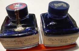 N.  2   FLACONI    INCHIOSTRO    PELIKAN   BLU   ANNI  60 - Calamai