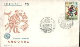 Andorre Enveloppe Premier Jour 1975 N°89 Europa 3p - Lettres & Documents