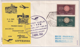 Spanien - Primer Vuelo LH 173 Boeing Jet 720 B - Madrid - Frankfurt - Düsseldorf 2. April 1963 - Lufthansa - Briefe U. Dokumente