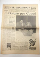 2 Giornali Quotidiani Il Giorno 22 Ottobre 1956 E 3 Gennaio 1960 - Il Pianto Di Coppi - Il Dolore Di Coppi - Collections