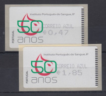 Portugal 2008 ATM Blutbank Amiel Mi-Nr. 64.2 Satz 2 Werte AZUL 47-185 ** - Machine Labels [ATM]