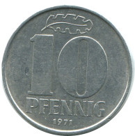 10 PFENNIG 1971 A DDR EAST DEUTSCHLAND Münze GERMANY #AE097.D.A - 10 Pfennig
